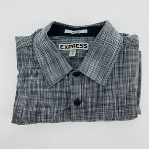 Express Fitted Men Dress Shirt Long Sleeve Button